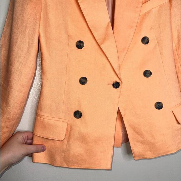 Smythe 100% Linen Crop Sleeve Not A Db Blazer Peach/Orange Size 6 - Picture 5 of 7